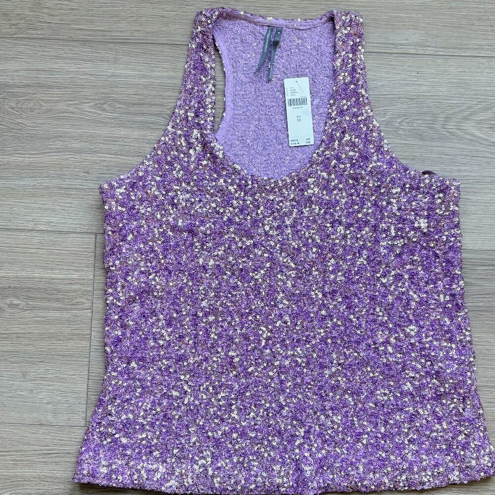 Anthropologie Pink Lilac Sequin Tank Top